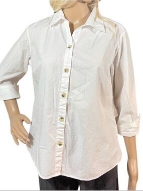 Columbia Classic Women's White Button-Up Shirt Collared Top
